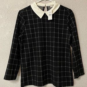 Black with white blouse. Loft size medium. (M) 3/4 length sleeves. Never worn.